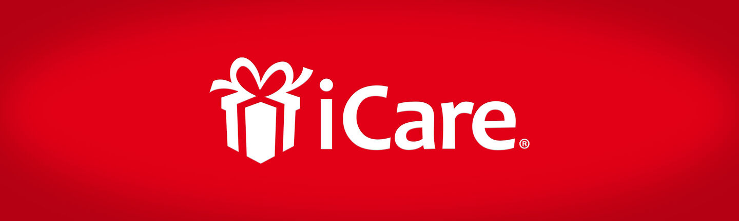 Logo iCare trên nền đỏ